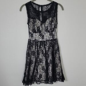 Y2K B Darlin Lace Fit & Flare Dress Size XS/S/0/2 Black Padded Cocktail